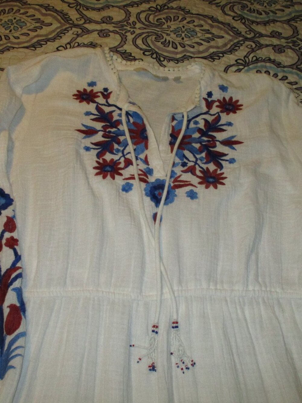 SOFT SURROUNDINGS Sarnia Embroidered  Midi Cotton Gauze Dress XLarge - Picture 3 of 9